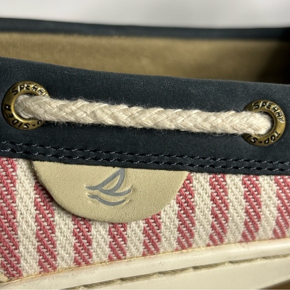 Sperry Top Siders Leather Canvas Boat Shoe Loafer Size 8M Fits Like 7.5M Navy - Picture 8 of 12